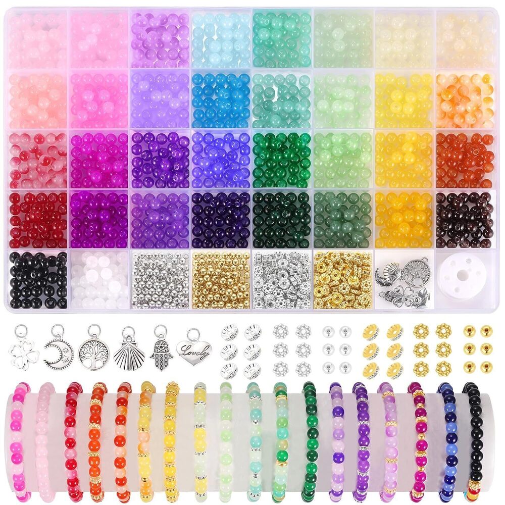 Glass Beads 6mm Jewelry Making Kit 1368pcs Supplies